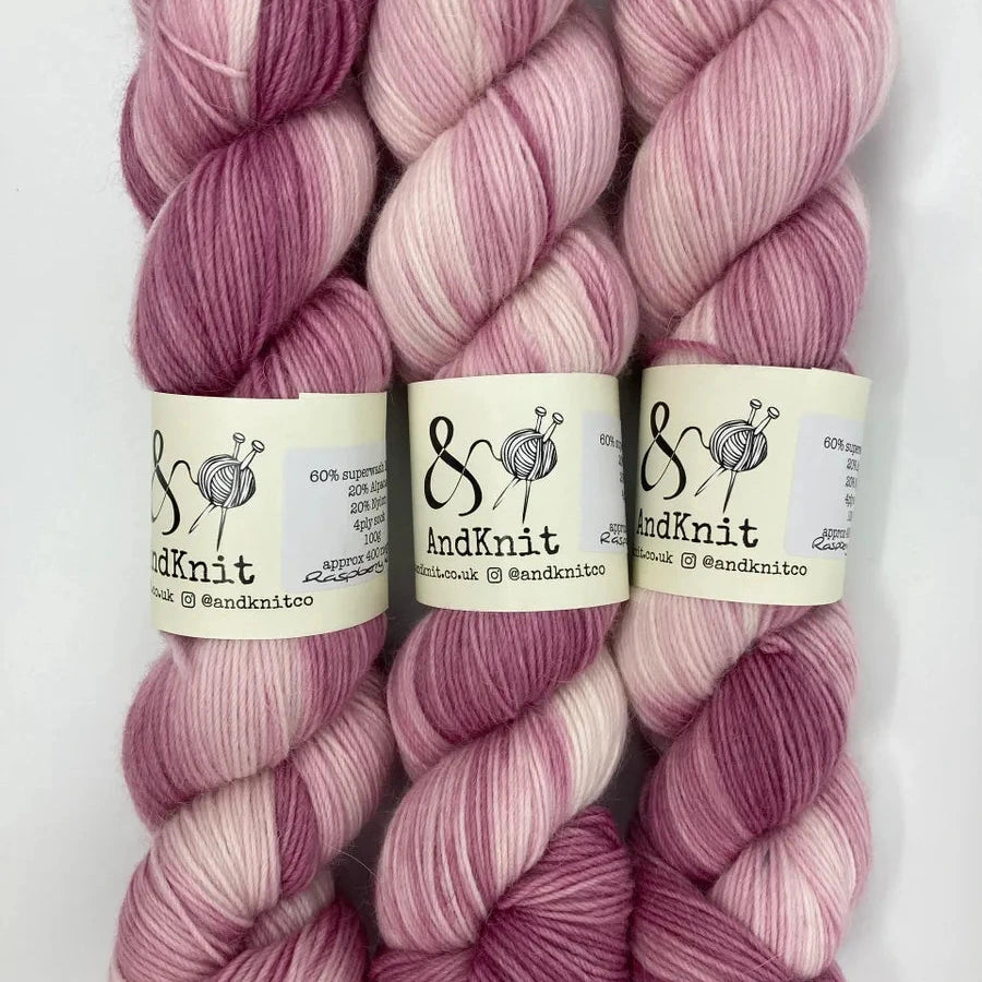 4ply Alpaca Sock - Raspberry Ripple