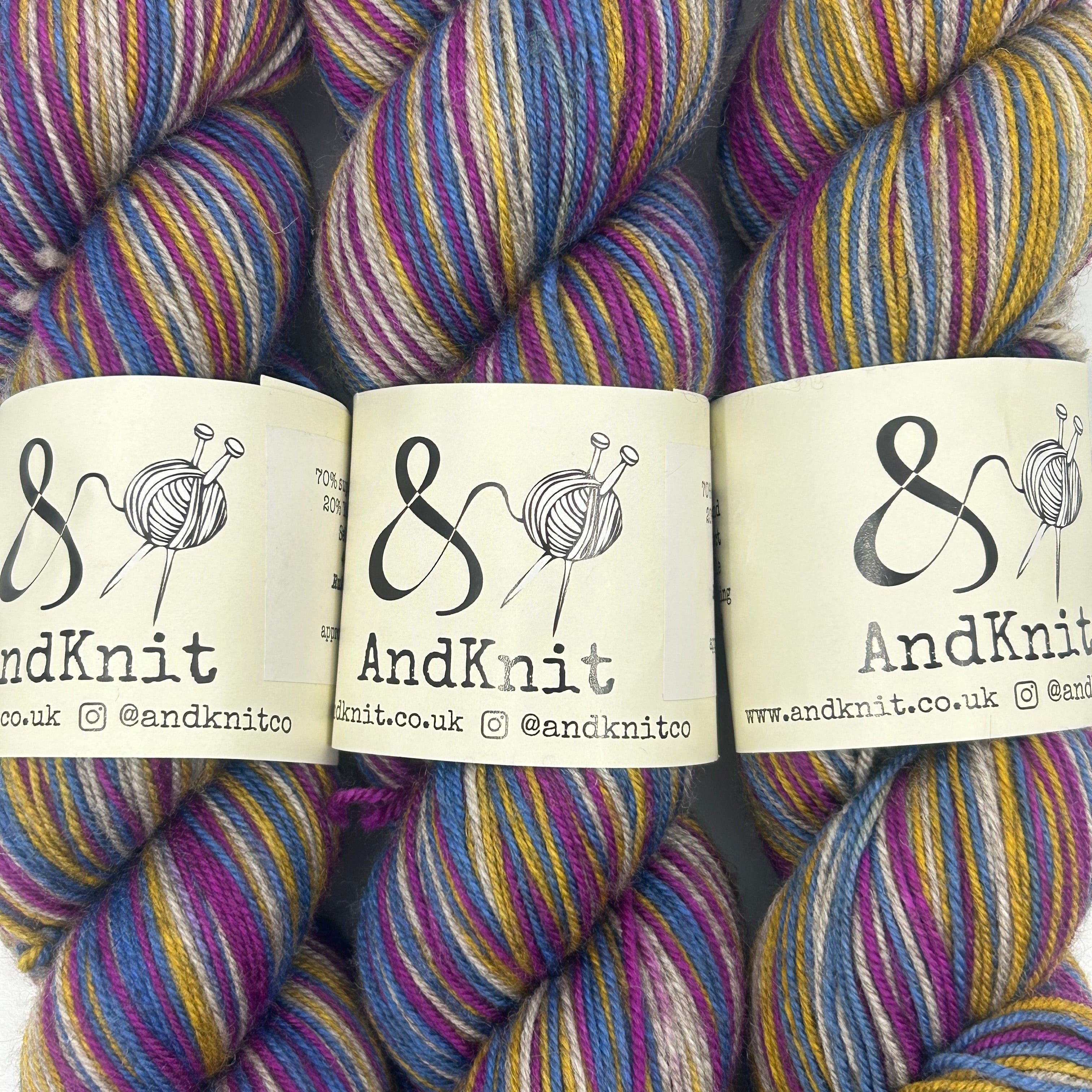 4 Ply Self striping Yak Sock - Rule the Roast