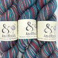 4 Ply Self striping Yak Sock - Luncheon Bell