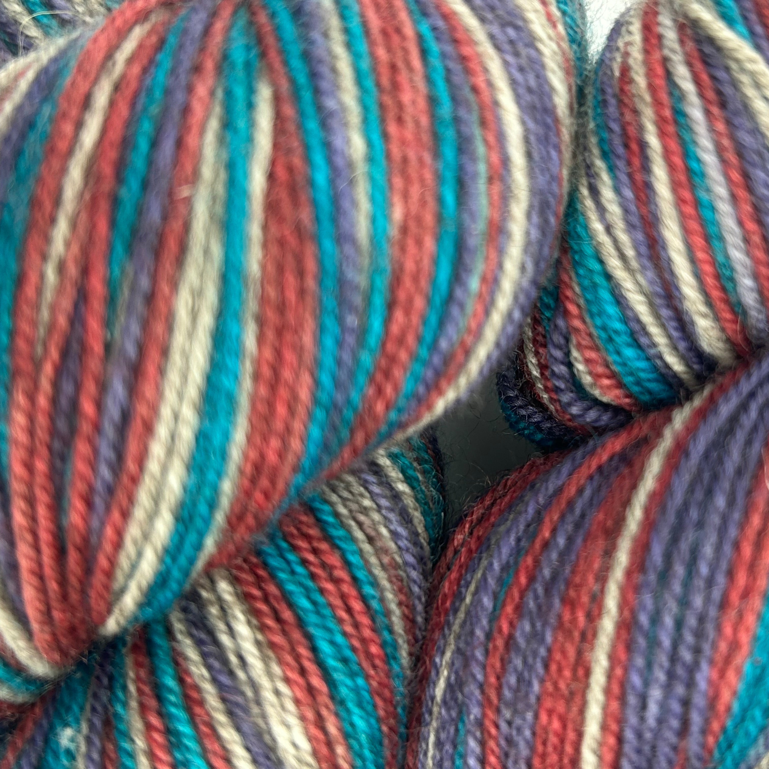 4 Ply Self striping Yak Sock - Luncheon Bell