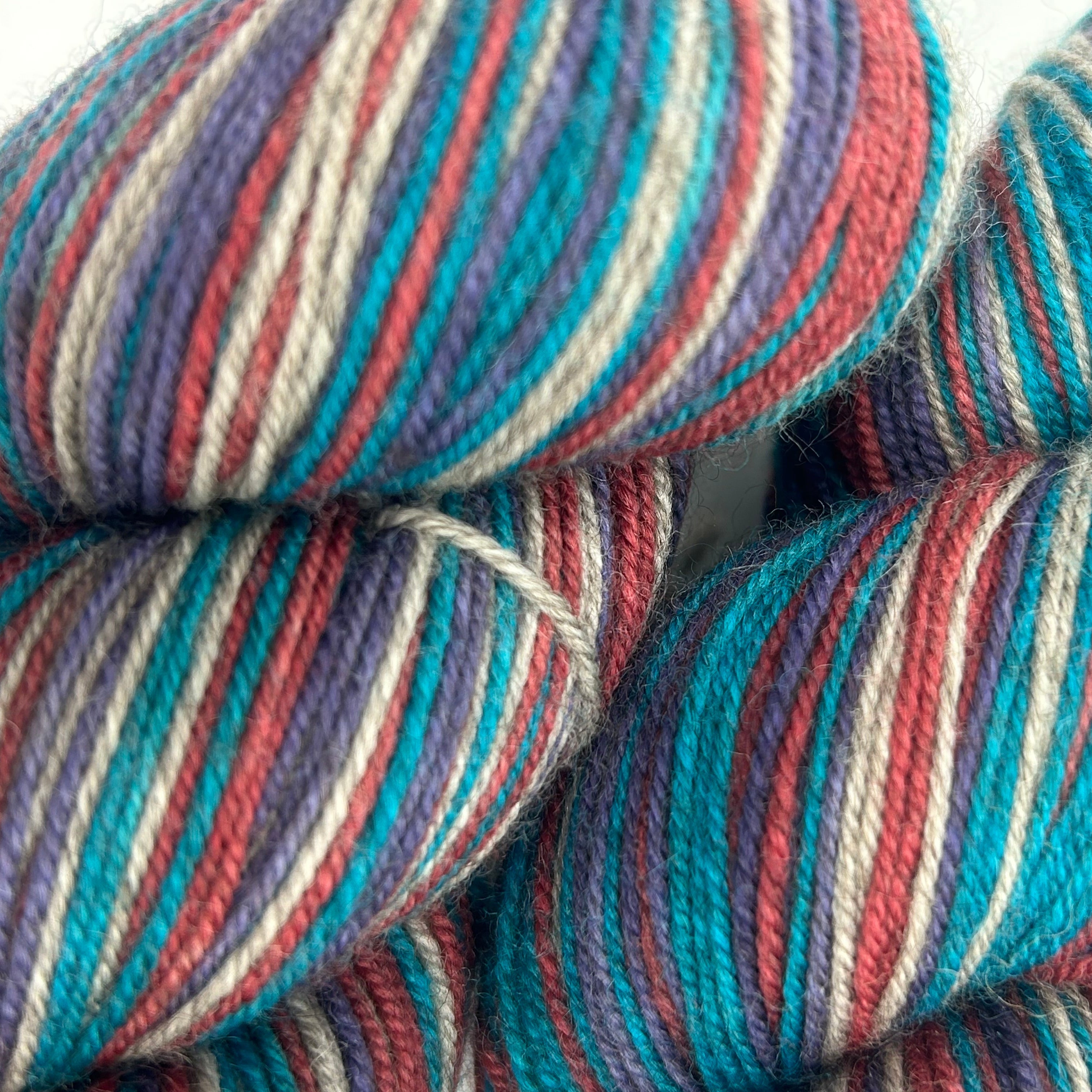 4 Ply Self striping Yak Sock - Luncheon Bell
