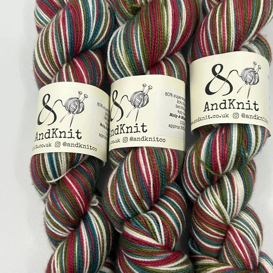 a group of yarns with labels