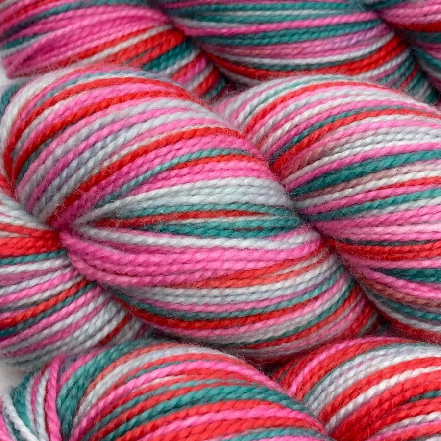 a close up of colorful yarn