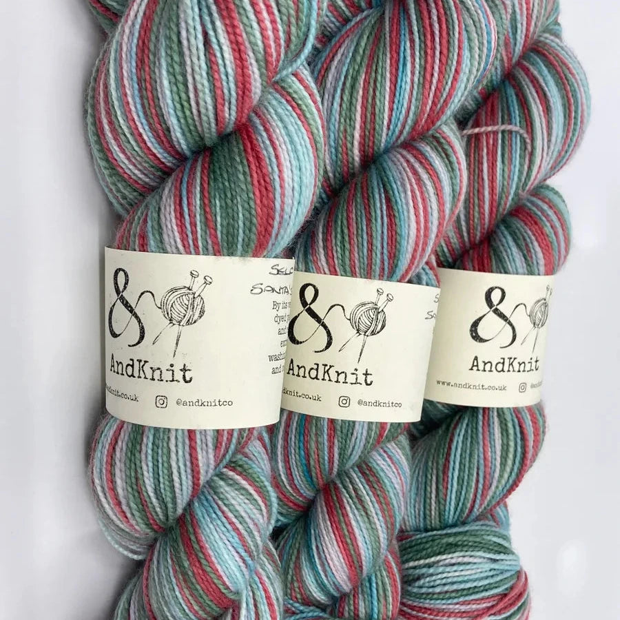 a group of yarns with labels