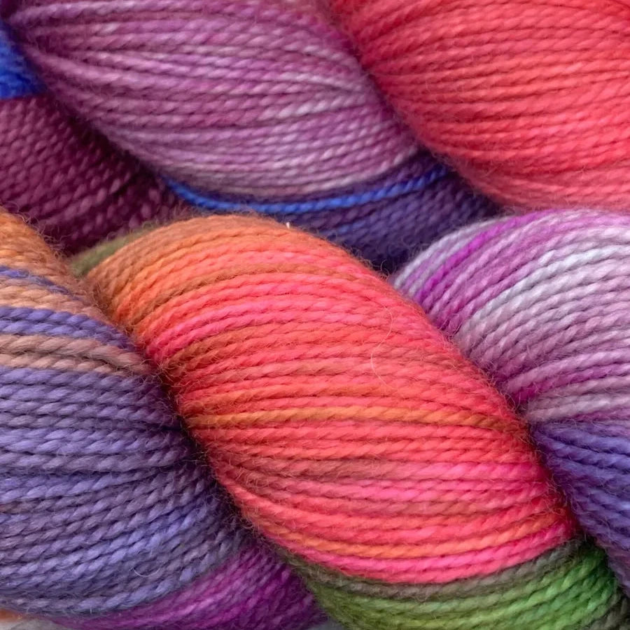 a close up of colorful yarn
